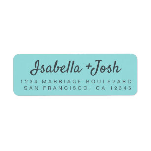 Étiquette Boho Script Turquoise Mariage Adresse de retour