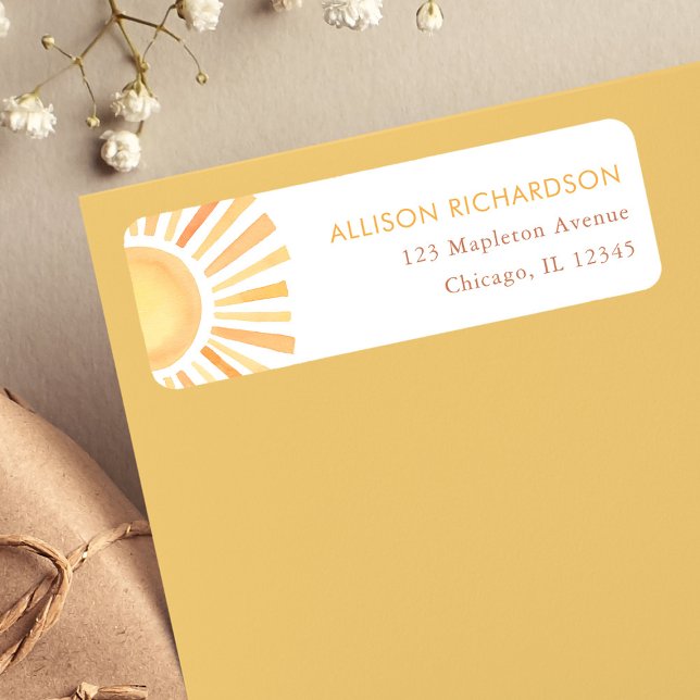 Étiquette Boho soleil muet teintes jaunes neutre neutre (Créateur téléchargé)