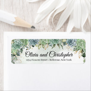 Étiquette Boho succulent eucalyptus faux cadre or