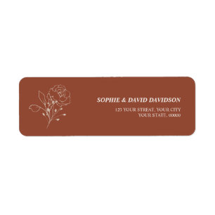 Étiquette Boho Terracotta Burning Orange Adresse de retour L