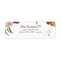 Boho Terracotta Floral Nural Adresse de retour Lab