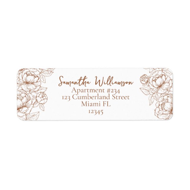 Étiquette Boho Terracotta Rustic Return Adresse Mariage (Devant)