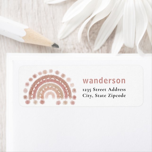 Étiquette boho terre cuite arc-en-ciel confortable (En situation)