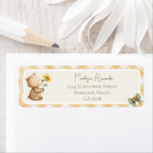 Boho Tournesol Ours Brun Adresse de Retour