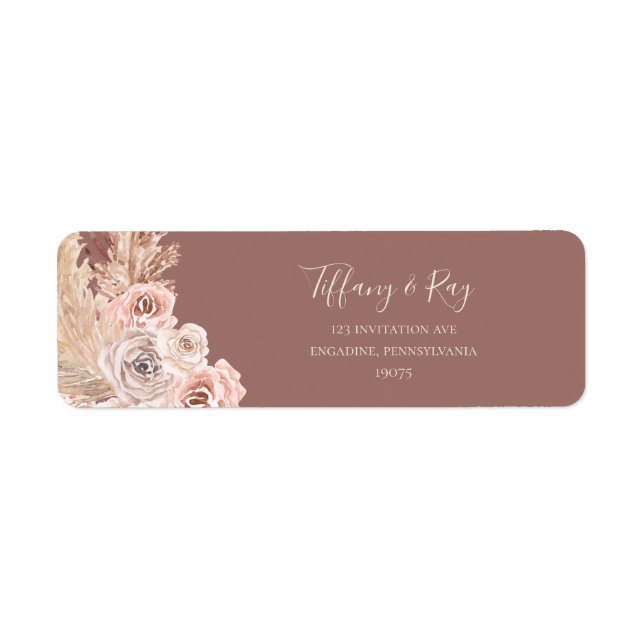 Étiquette Boho Tropical Botanical Dusty Rose Adresse de reto (Devant)