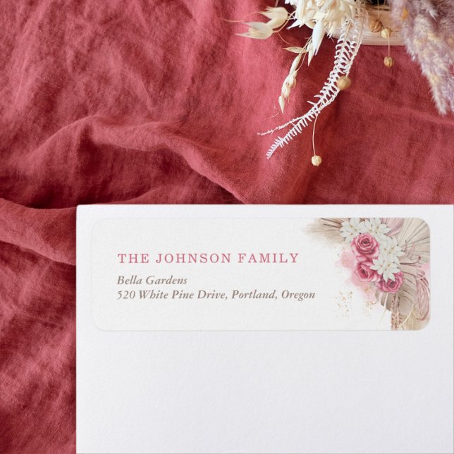 Étiquette Boho Tropical Rose Baby shower Adresse de retour (Créateur téléchargé)