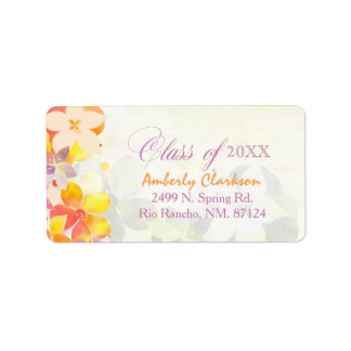 Étiquette Boho Watercolor Flowers Graduation