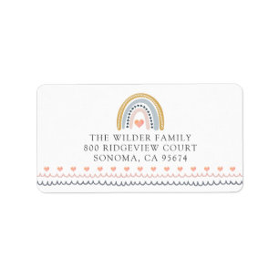 Étiquette Boho Watercolor Rainbow Hearts Baby shower retour