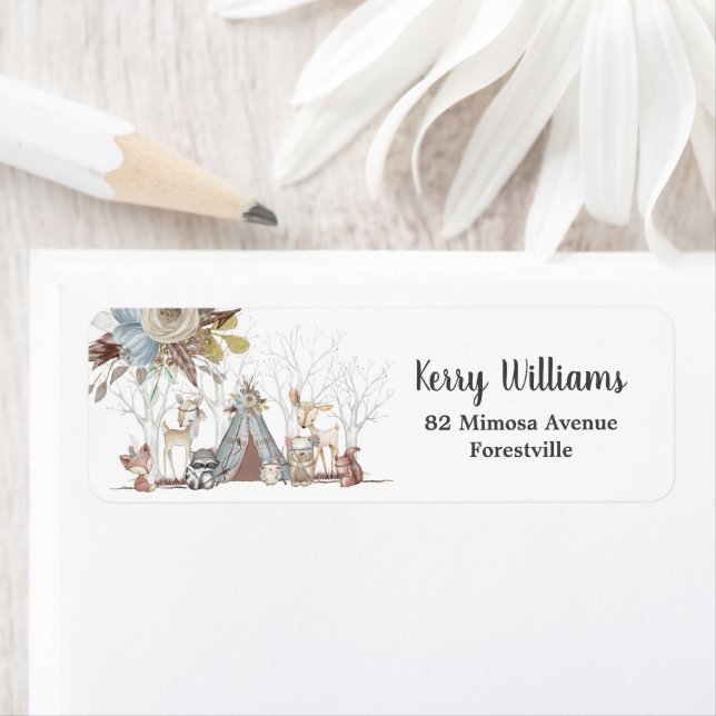 Étiquette Bois Animaux Baby shower Garçon fête d'anniversair (En situation)