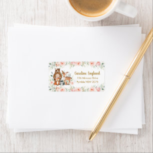 Étiquette Bois Animaux Blush Floral Baby shower Anniversaire