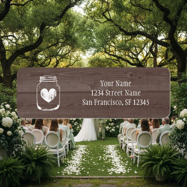 Étiquette Bois de campagne chic bocal de mason Retourner les (country chic address labels)