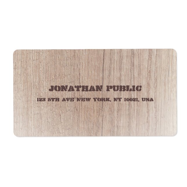 Étiquette Bois de la planche à l'air détendu Texte Modèle él (Devant)