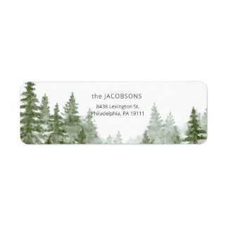 Étiquette Bois rustique aquarelle Noël