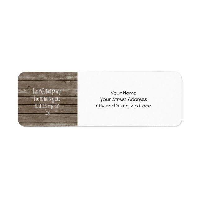 Étiquette Bois rustique avec citation chrétienne (Devant)