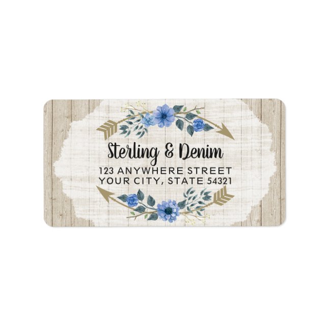 Étiquette Bois rustique et aquarelle bohème Flore Flèches (Devant)