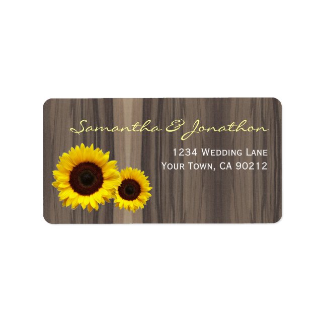 Étiquette Bois rustique et tournesols (Devant)