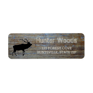 Étiquette Bois rustique   Masculine Faune Elk Silhouette