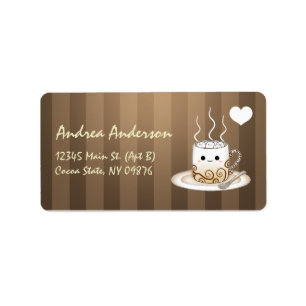 Étiquette Boisson chaude de cacao de kawaii mignon