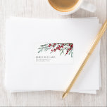 Étiquette Boisson d'hiver Script Christmas Return Adresse<br><div class="desc">Accentuez vos e-mails de vacances avec cette élégante étiquette d'adresse de retour moderne avec des baies d'hiver aquarelle et des tiges de feuilles botaniques.</div>