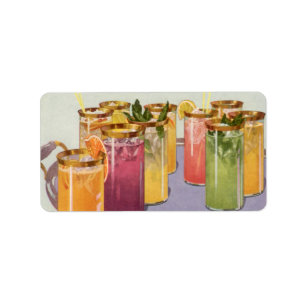 Étiquette Boissons vintages, boissons avec glaçons sur plate