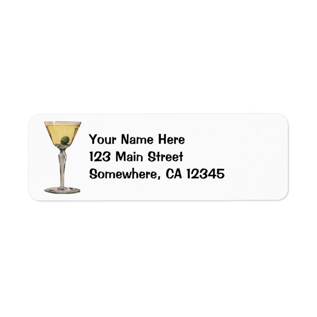 Étiquette Boissons vintages Boissons, Cocktail Martini Olive (Devant)