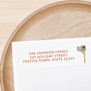 Étiquette Boîte aux lettres de Noël Texte rouge Adresse de r