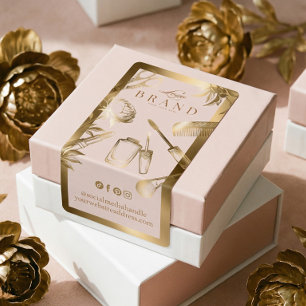 Étiquette Boîte de beauté élégante Luxe rose or floral