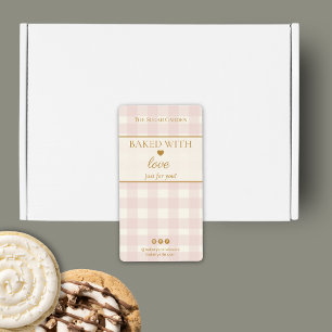 Étiquette Boîte de boulangerie rose clair à carreaux Gingham