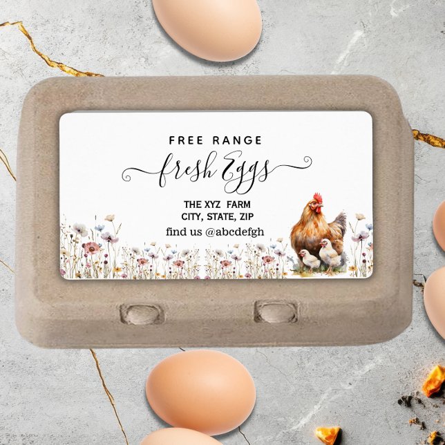 Étiquette Boîte d'œufs de ferme à l'aquarelle Script  (Créateur téléchargé)