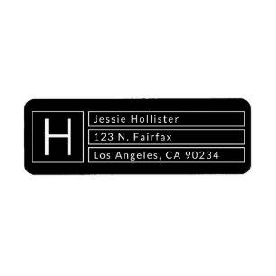 Étiquette Boîte moderne Monogramme noir et blanc Adresse de 