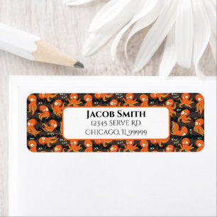 Étiquette Boite Octopus Cute Orange Black Kids Adresse de re