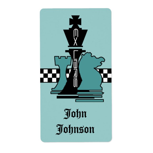 Étiquette Boîtes Ex Libris Jeux d'échecs pièces King Rook (Devant)