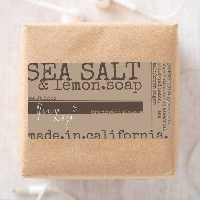 Étiquette Boîtier de savon Stylish Messy Logo Modèle (En situation)