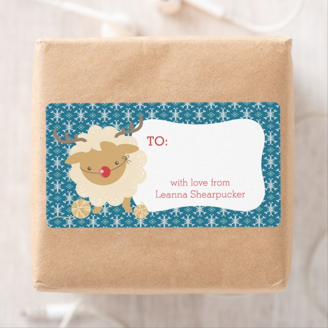 Étiquette Boitiers de rennes de mouton tricot crochet Noël (En situation)