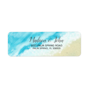 Étiquette Bokeh Watercolor Modern Beach Wedding