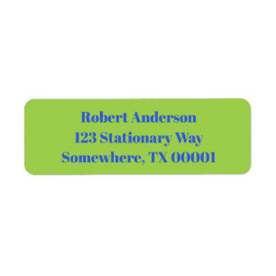 Étiquette Bold Blue sur Lime Green Anniversaire Adresse