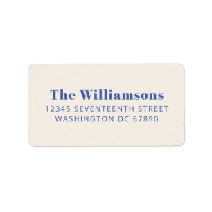 Étiquette Bold Ivoire Blue Typographie Adresse de retour per