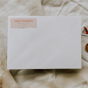 Étiquette Bold Modern Coral Happy Holidays Return Adresse