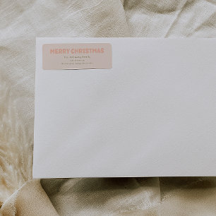 Étiquette Bold Modern Coral Joyeux Noël Adresse de retour