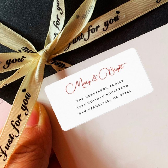 Étiquette Bold Modern Simple Merry et Bright Return Adresse (Créateur téléchargé)