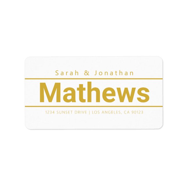 Étiquette Bold Modern White & Gold Adresse de retour (Devant)