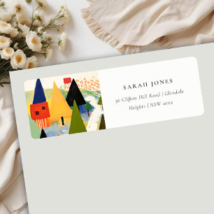 Étiquette Bold Retro Abstrait Christmas Landscape Adresse