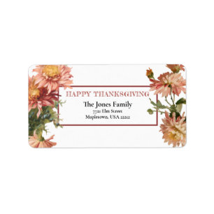 Étiquette Bon thanksgiving Automne Chrysanthèmes