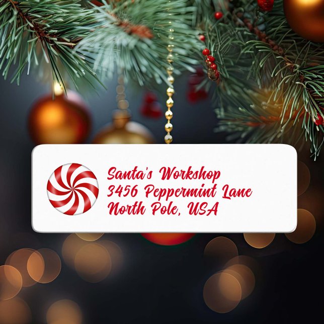 Étiquette Bonbons à la menthe poivrée (Add some peppermint candy to your cards, invitations and packages.)