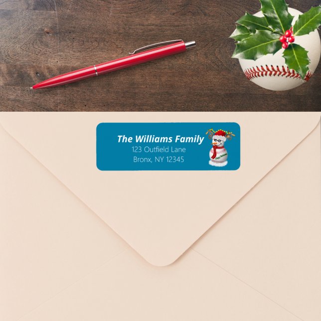 Étiquette Bonhomme de neige de baseball décoré de snacks pop (Créateur téléchargé)