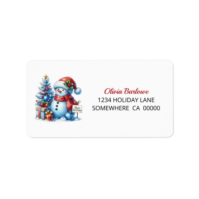 Étiquette Bonhomme de neige de Noël (Devant)