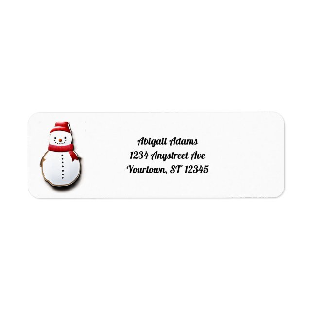 Étiquette Bonhomme de neige en découpage rouge (Devant)