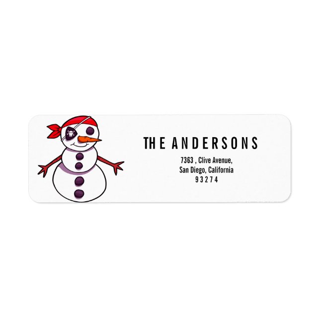 Étiquette bonhomme de neige pirate Noël (Devant)