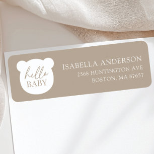 Étiquette Bonjour Baby Bear Baby shower Adresse