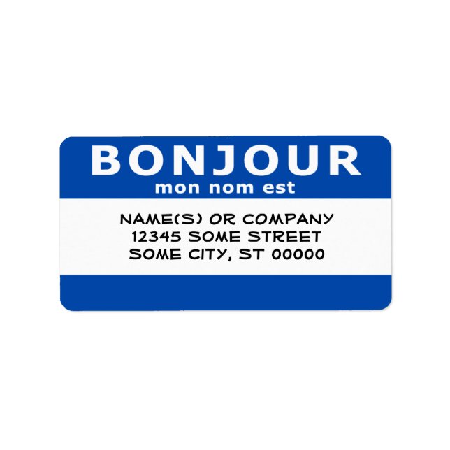 Étiquette BONJOUR mon nom est (bleu) (Devant)
